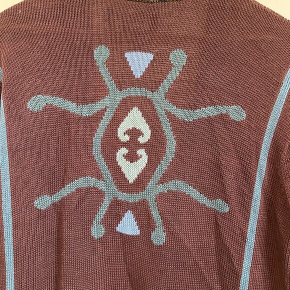 Peruvian Connection Womens Sweater Jacket Size M Brown Artsy Boho Western Heavy - Picture 5 of 10